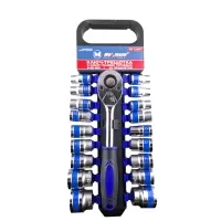 Ключ-трещотка и набор головок торцевых 8-32 мм, 19 предметов, "MAXIMUM" (2790)